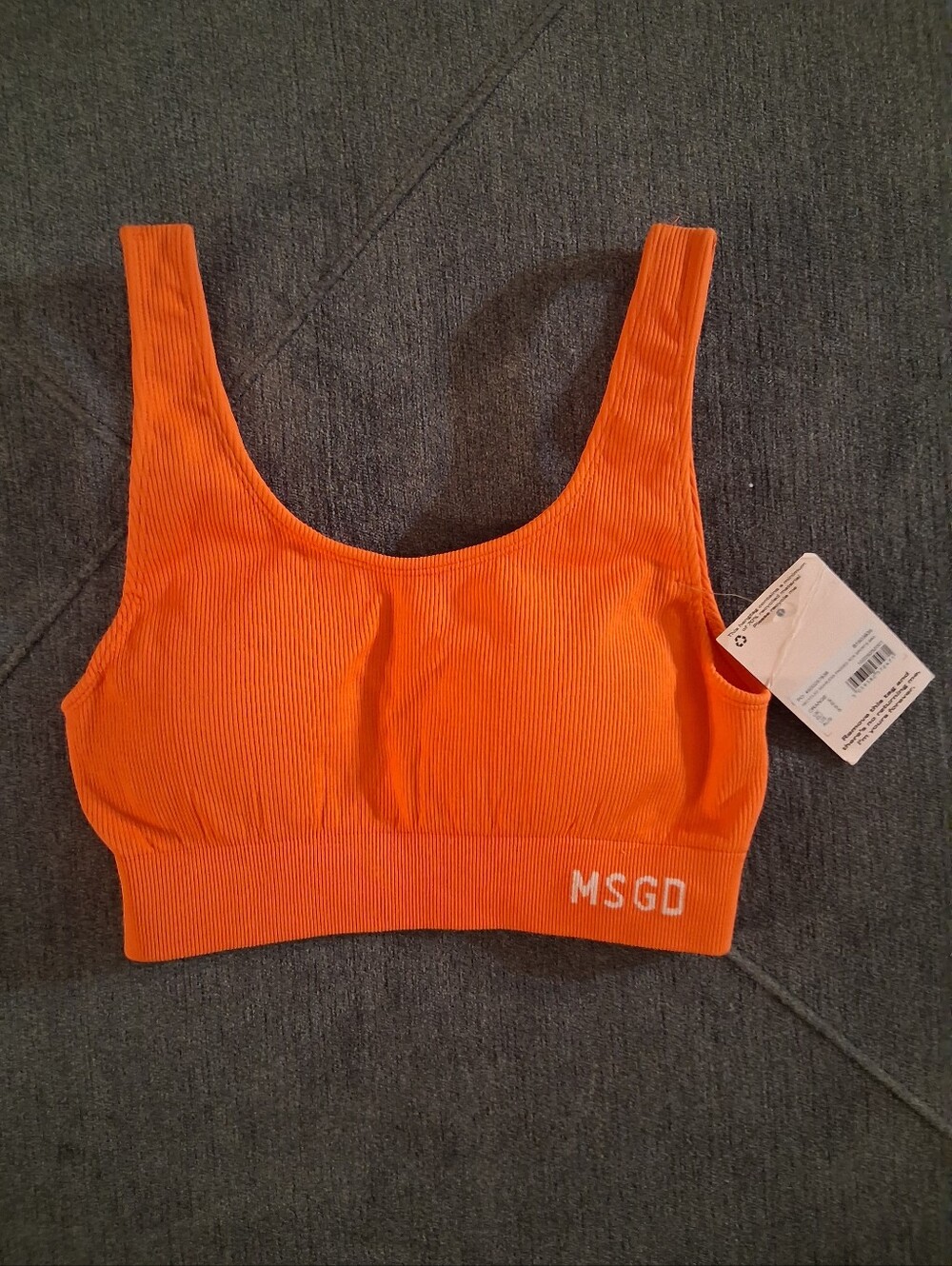 Missguided Orange Ribbed Scoop Bralette with MSGD Logo